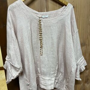 Suzy D Peach Linen Blouse
